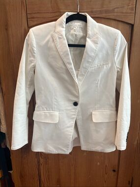 Veronica Beard White Dickey Blazer w Exposed Side Zip size 2